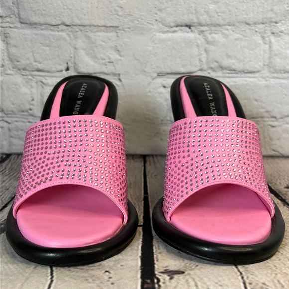 *Azalea Wang Aleah Embellished heeled Sandals in pink rhinestone - Picture 3 of 13